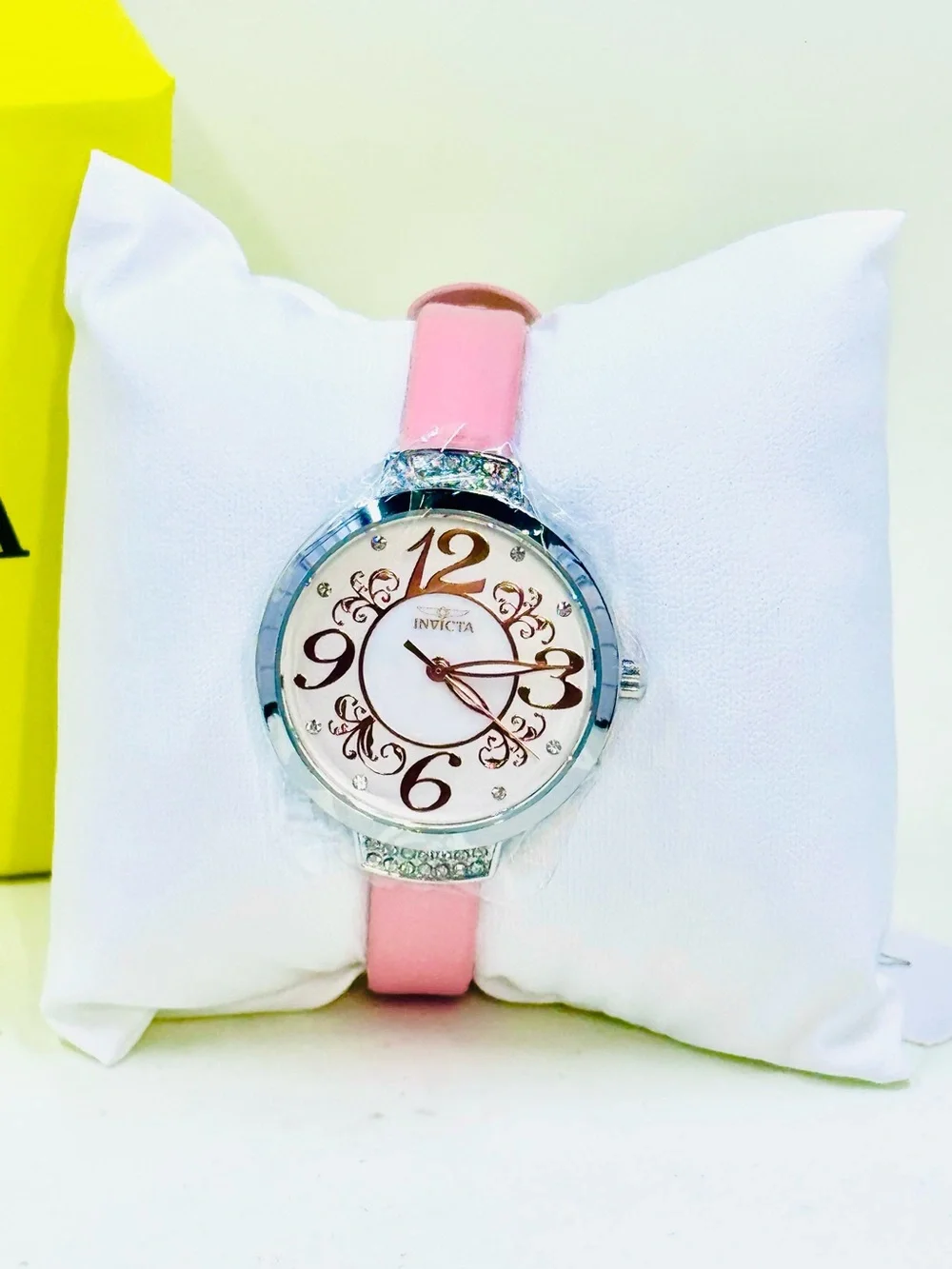 Invicta Celestial 70338 Women’s Pink Band & Silver Case W/Crystals 33mm NIB